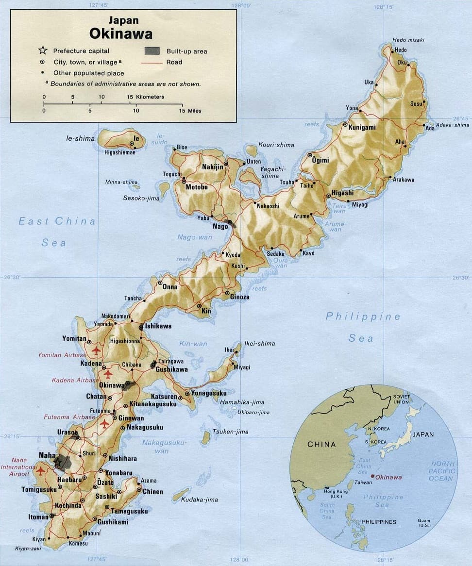 Mappa geografica dell'isola di Okinawa
